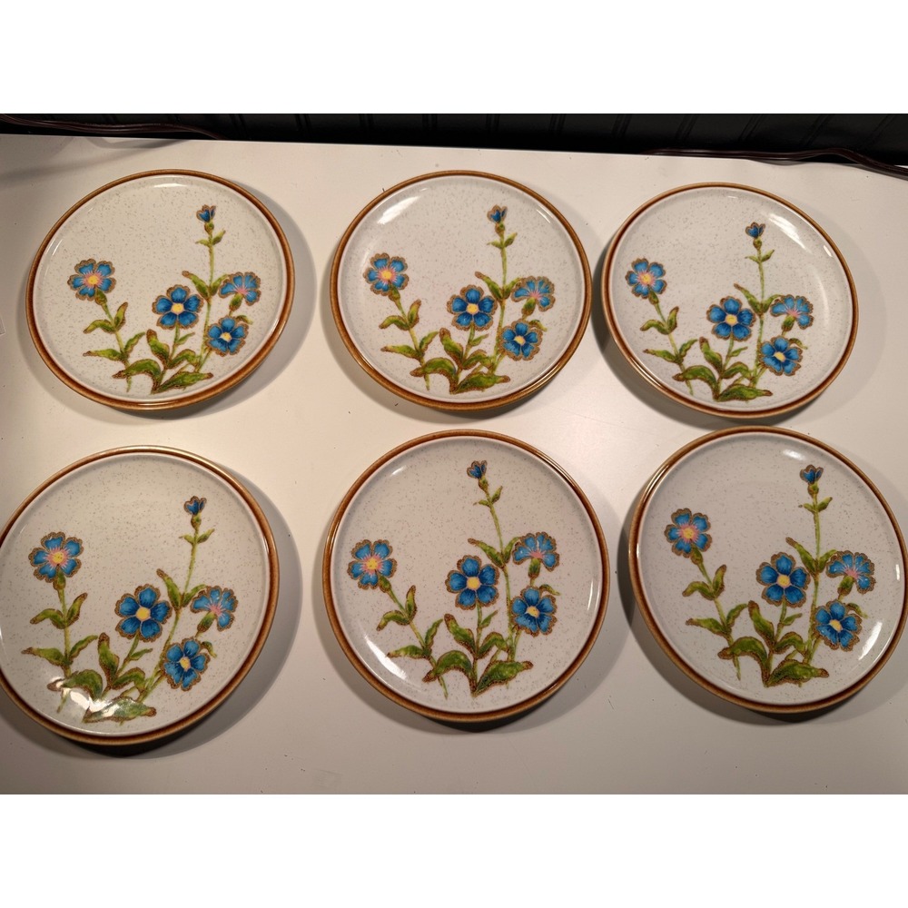 Mikasa Natural Beauty Cornflower C9007 Bread Plates Set of 6 Blue Floral Japan